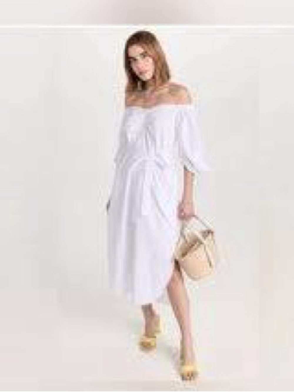 Staud white Reese off shoulder Pop,in dress